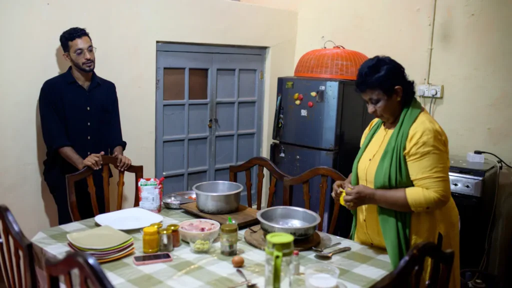 Aslam Anver and Fathin Anver in their family kitchen