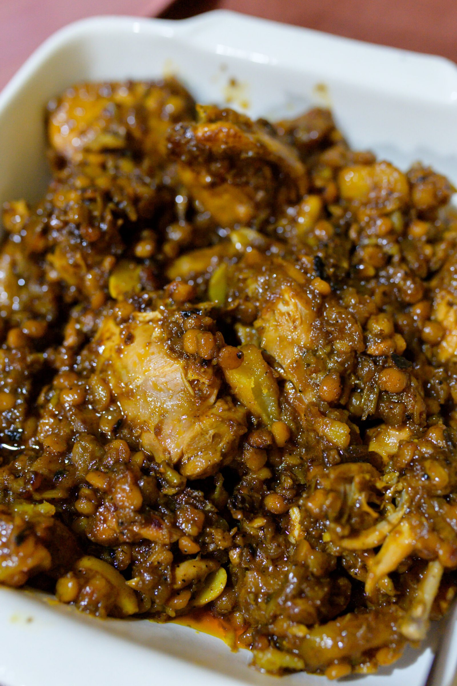 A moor dish called Kohzi Badam with chicken, deep fried almonds,potato and carrots